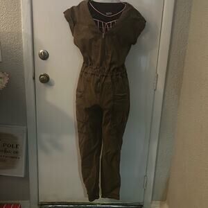 MLL X Splendid Brown Zip Front Utility Jumpsuit XS Bohemian Minimalist Classic